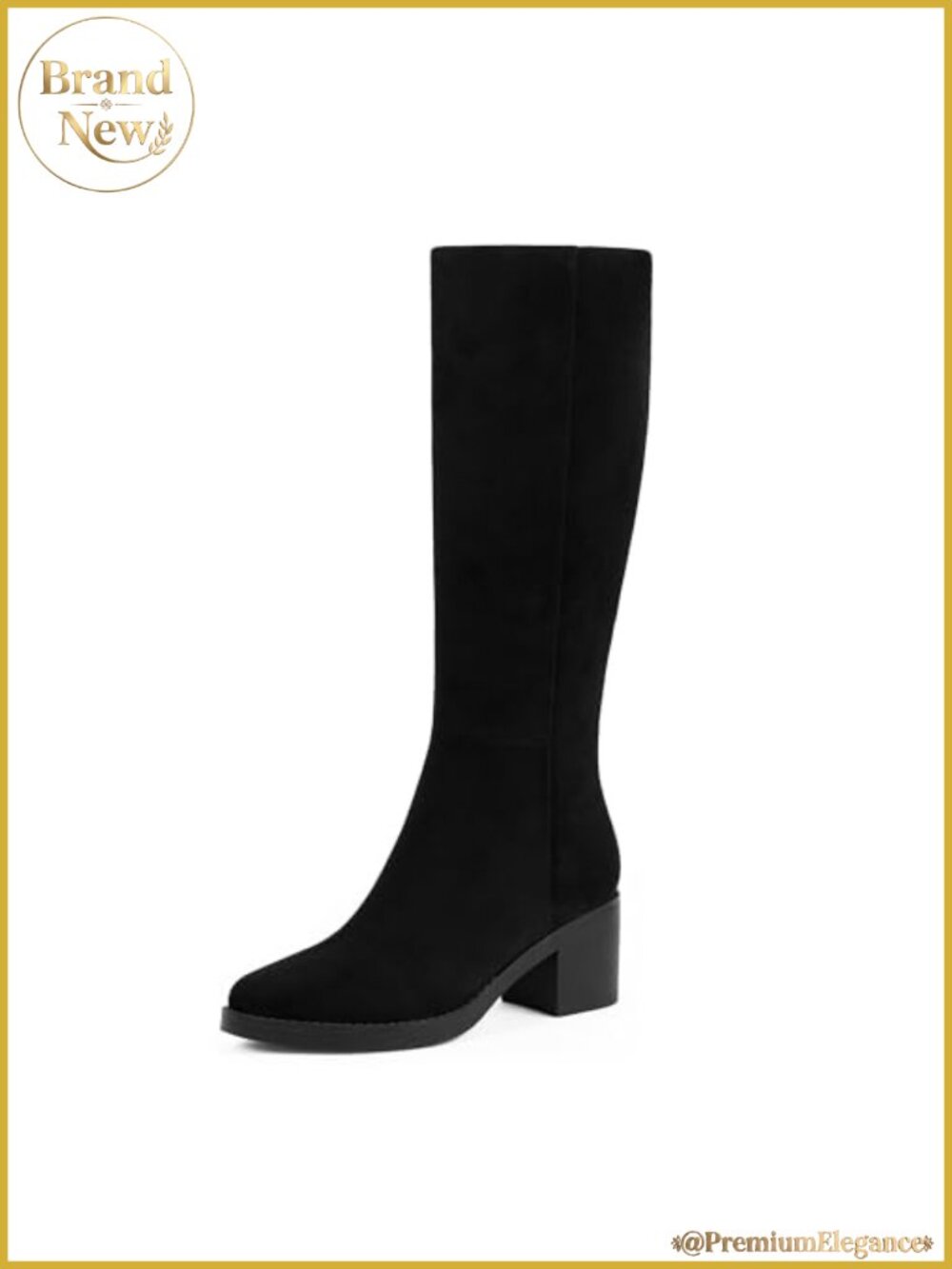 Womens Knee High Boots Chunky Heel Round Toe Tall Faux Suede